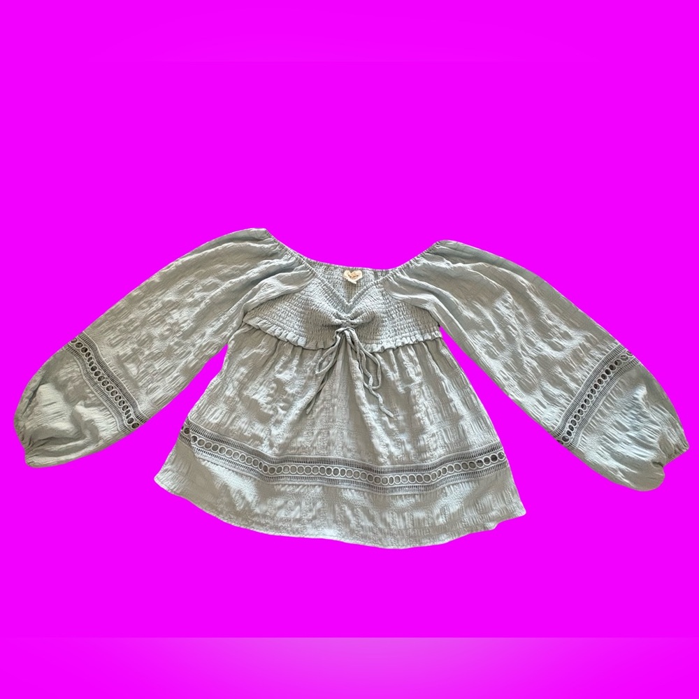 1.4.3. Story by Line Up Blue Scrunch Bohemian Blouse Women’s Size L